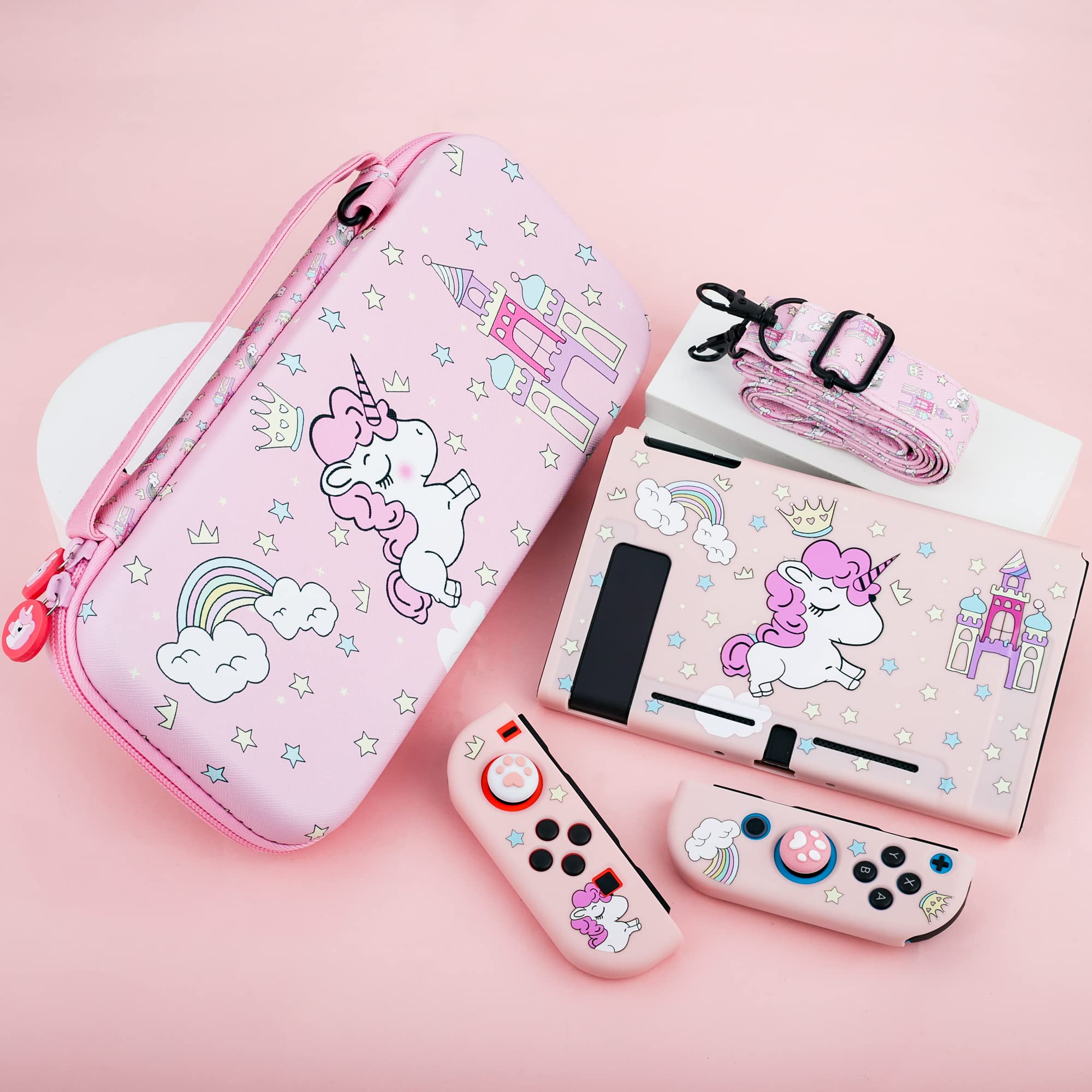 Amazon.co.jp: GLDRAM レインボーユニコーンケース 任天堂スイッチ